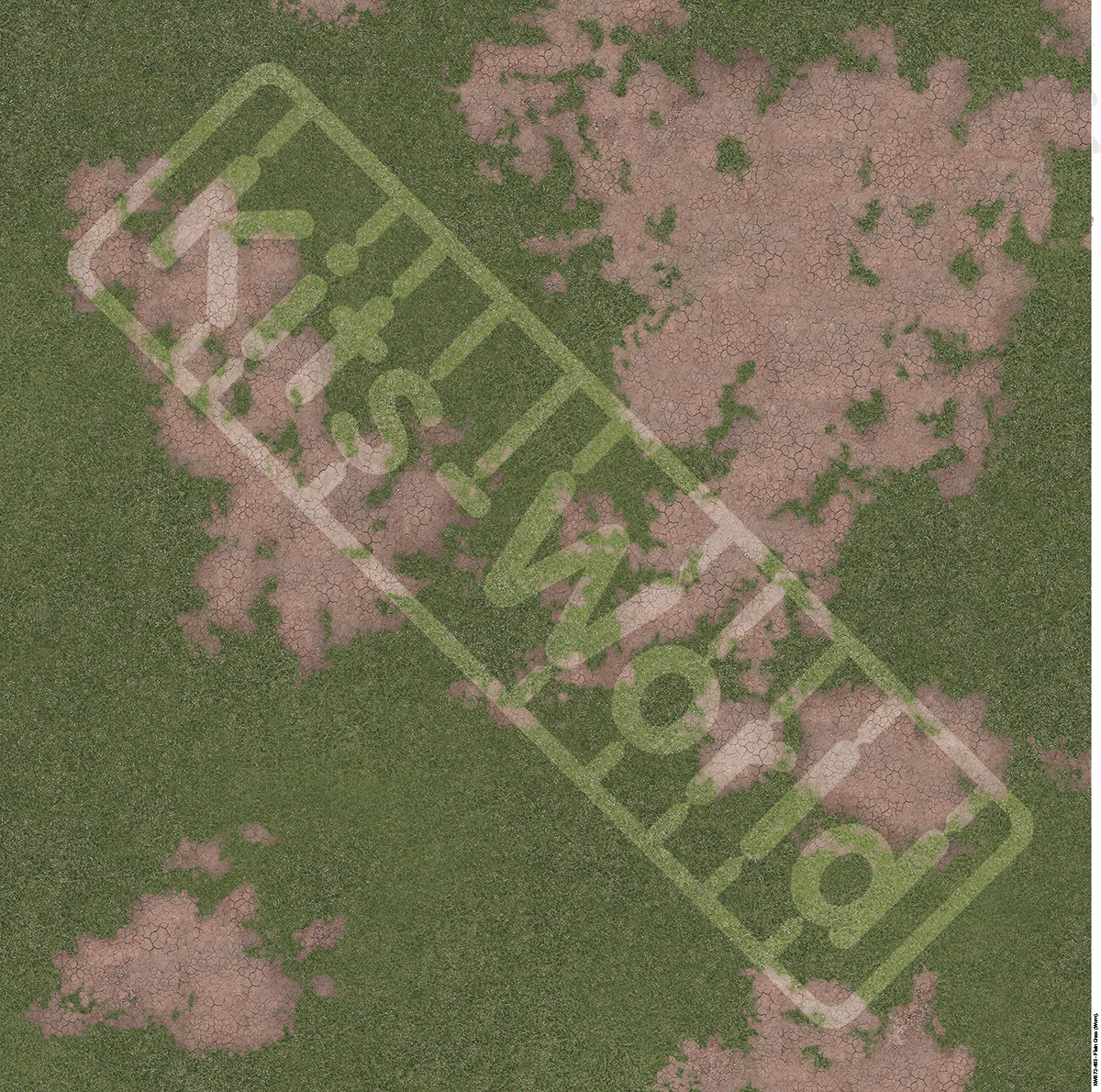 Kitsworld Diorama Adhesive Base 1:72nd scale - Plain Grass- Worn KWB 72-493 Plain Grass- Worn 